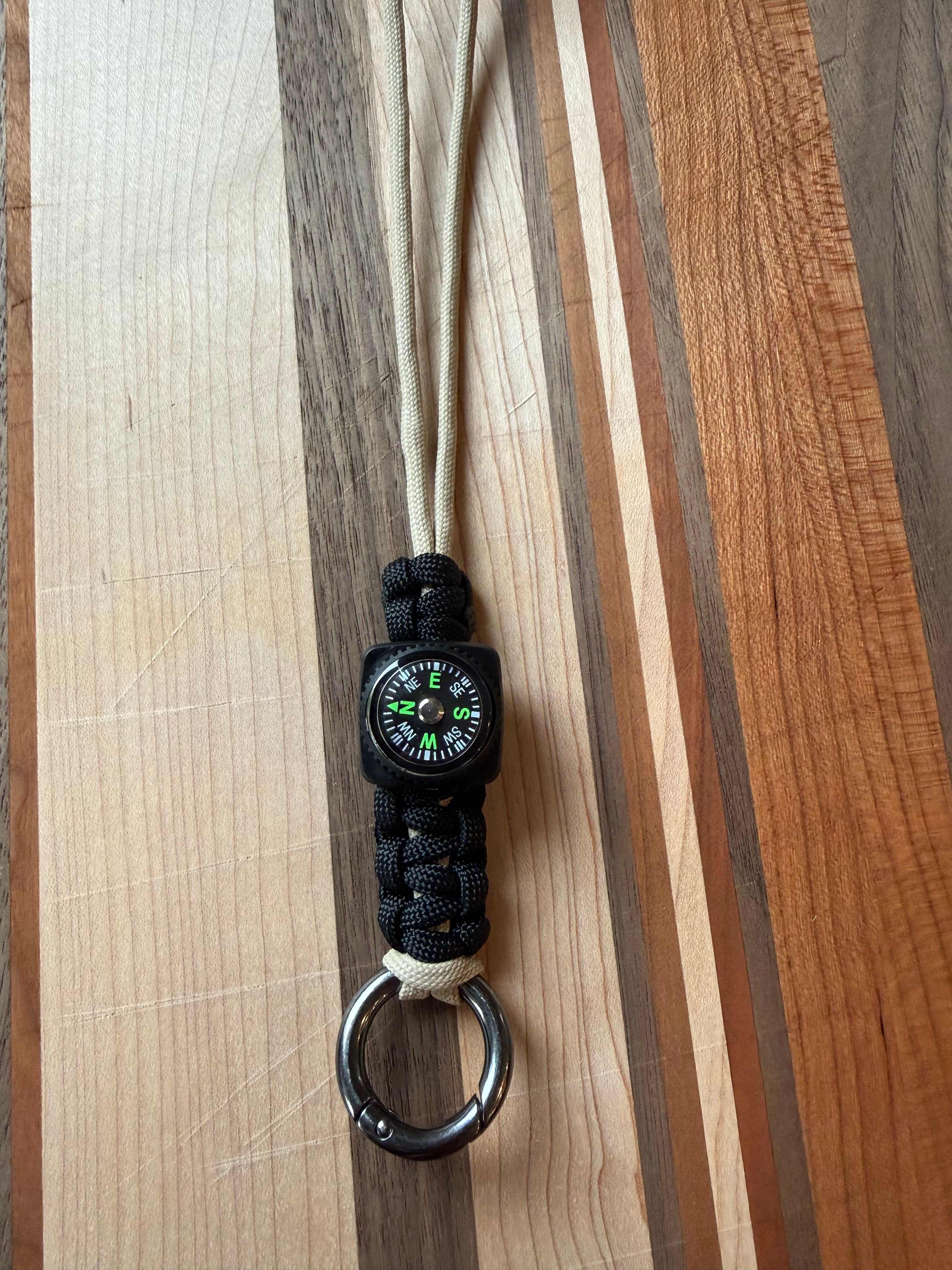 Tactical Lanyard/Necklace with Compass and Metal Alloy Carabiner|Custom Length