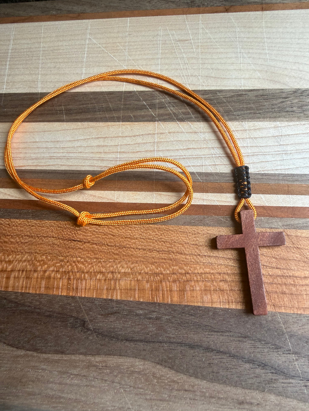 Men's Minimalist Wooden Cross Necklace | Paracord Adjustable Christian Jewelry, Lightweight and Durable Gift