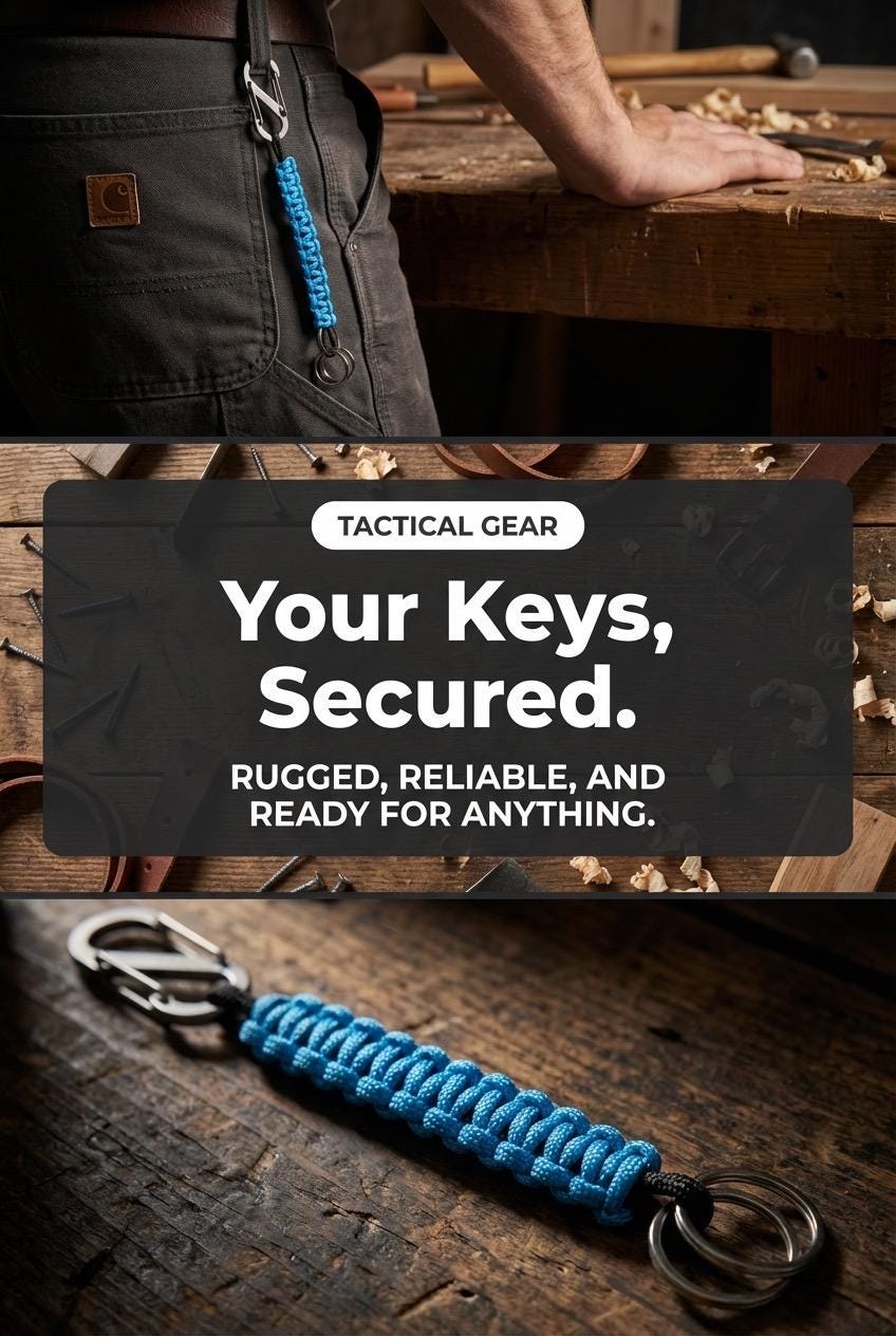 Multi Key Tactical Paracord Lanyard | with Stainless Steel Clip| Customizable Fob
