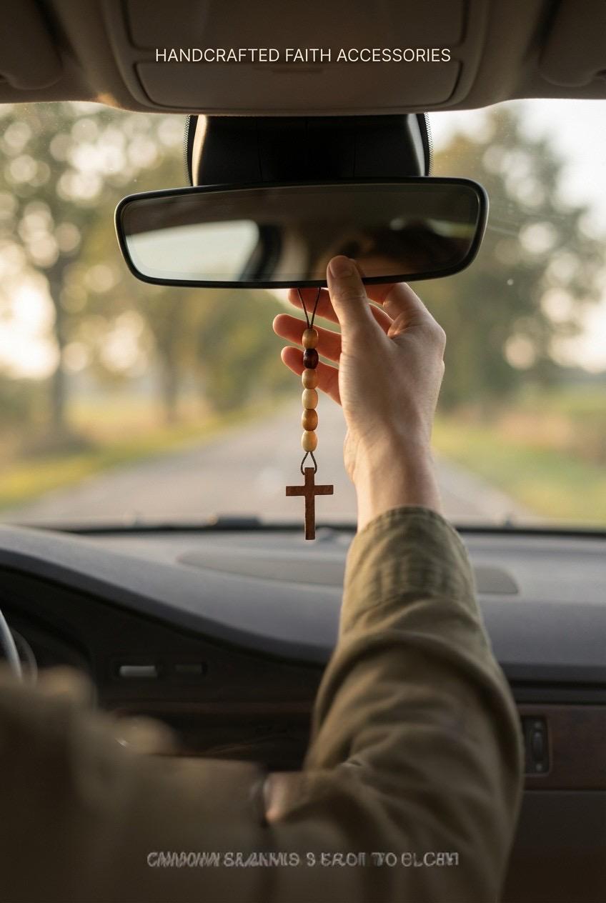 Cross Car Mirror Ornament| Scented| Faith Accessory, Religious Gifts, Durable Rustic Decor,