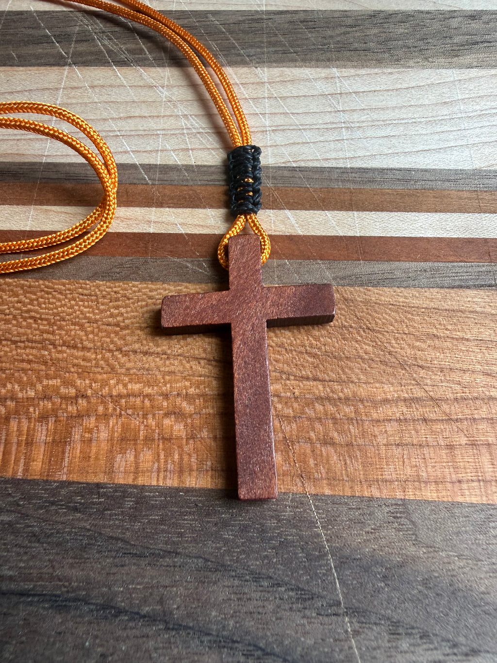 Men's Minimalist Wooden Cross Necklace | Paracord Adjustable Christian Jewelry, Lightweight and Durable Gift