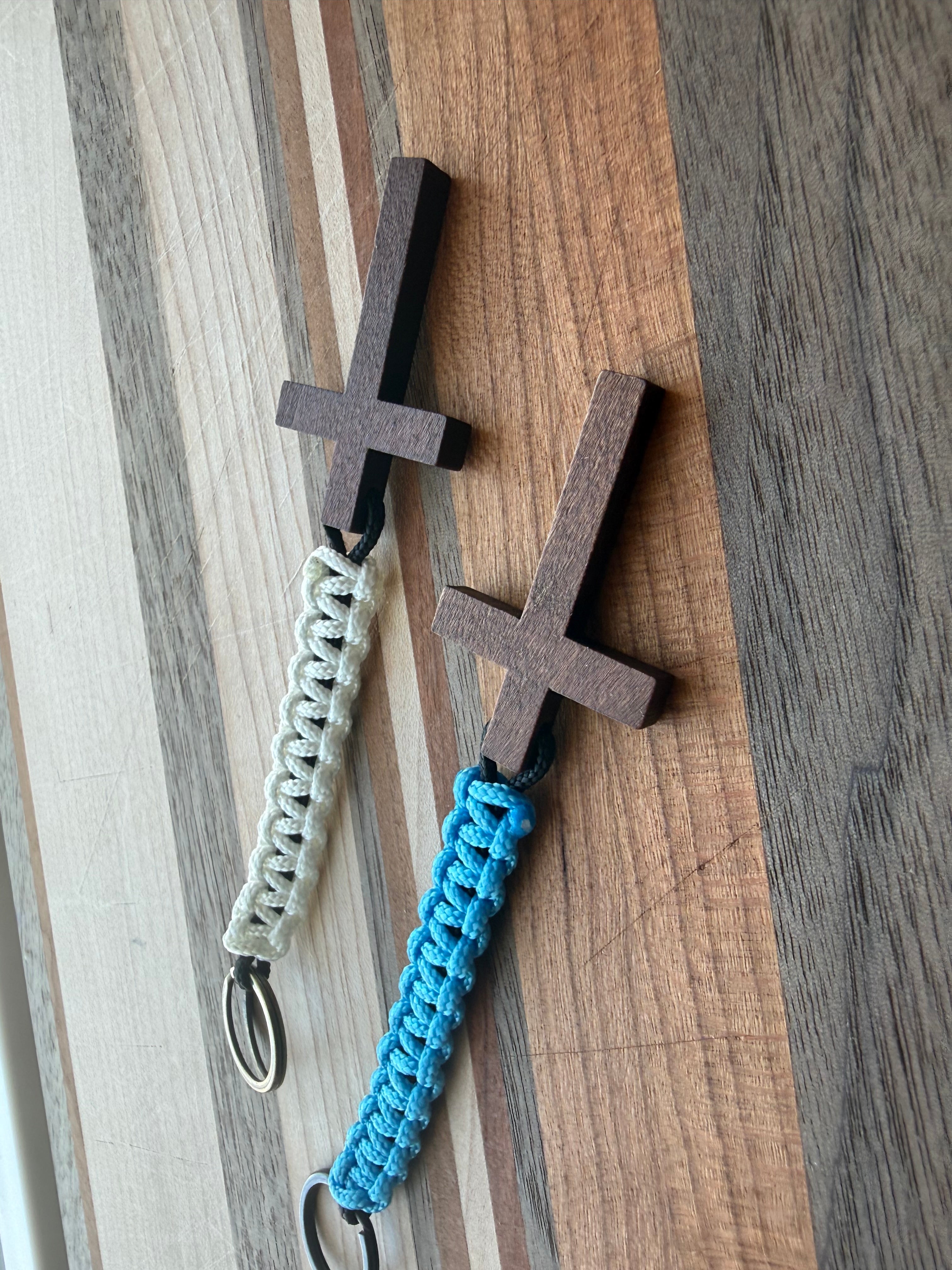 Wooden Cross Paracord Lanyard | Natural Finish| Faith, Military, Outdoors Accessories, Gift for Christian Men