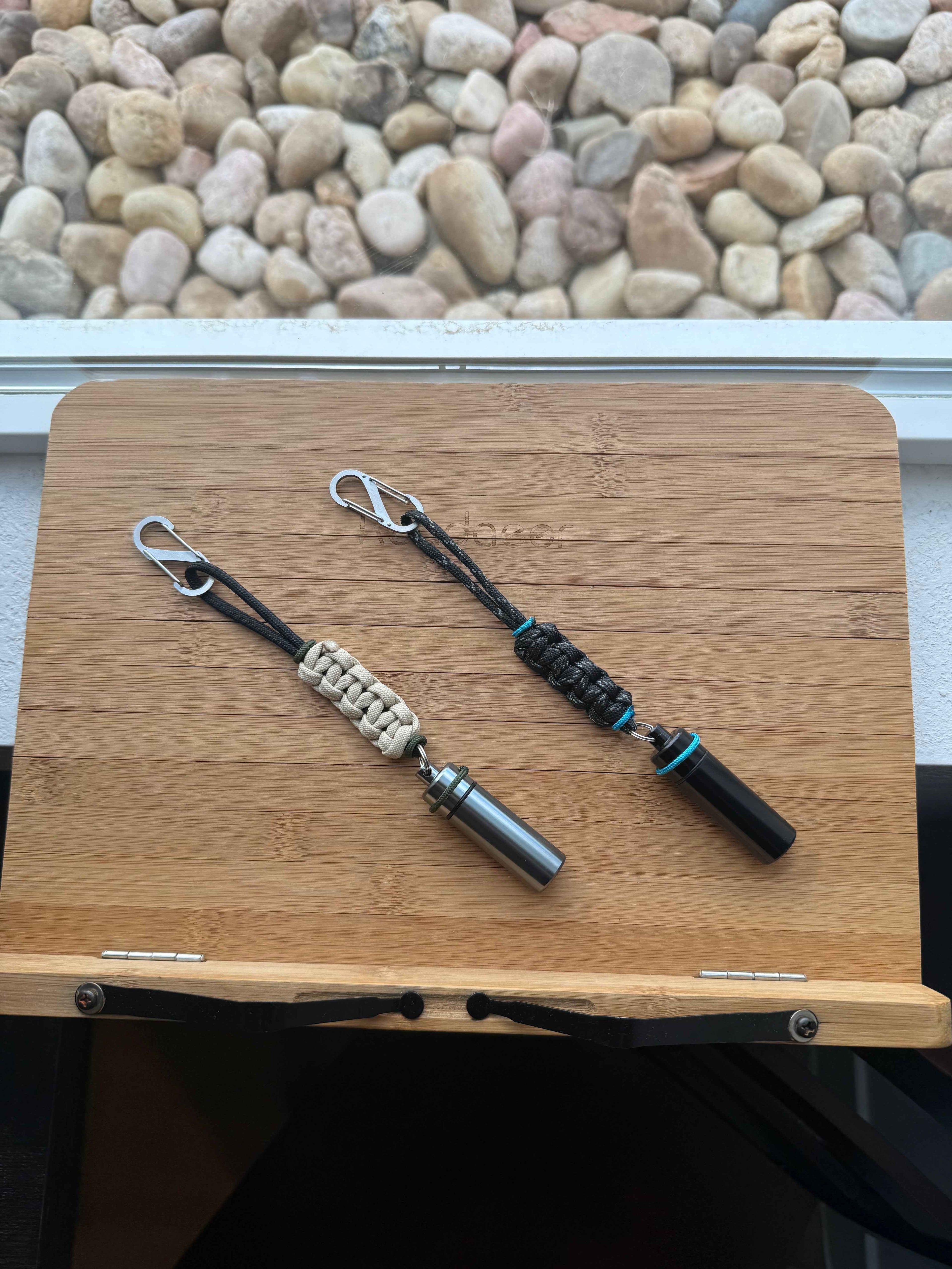 Thin Blue Line Keychain| Pill Container Lanyard| With Stainless Steel Carabiner| Thin Green Line Set of 2 Fobs
