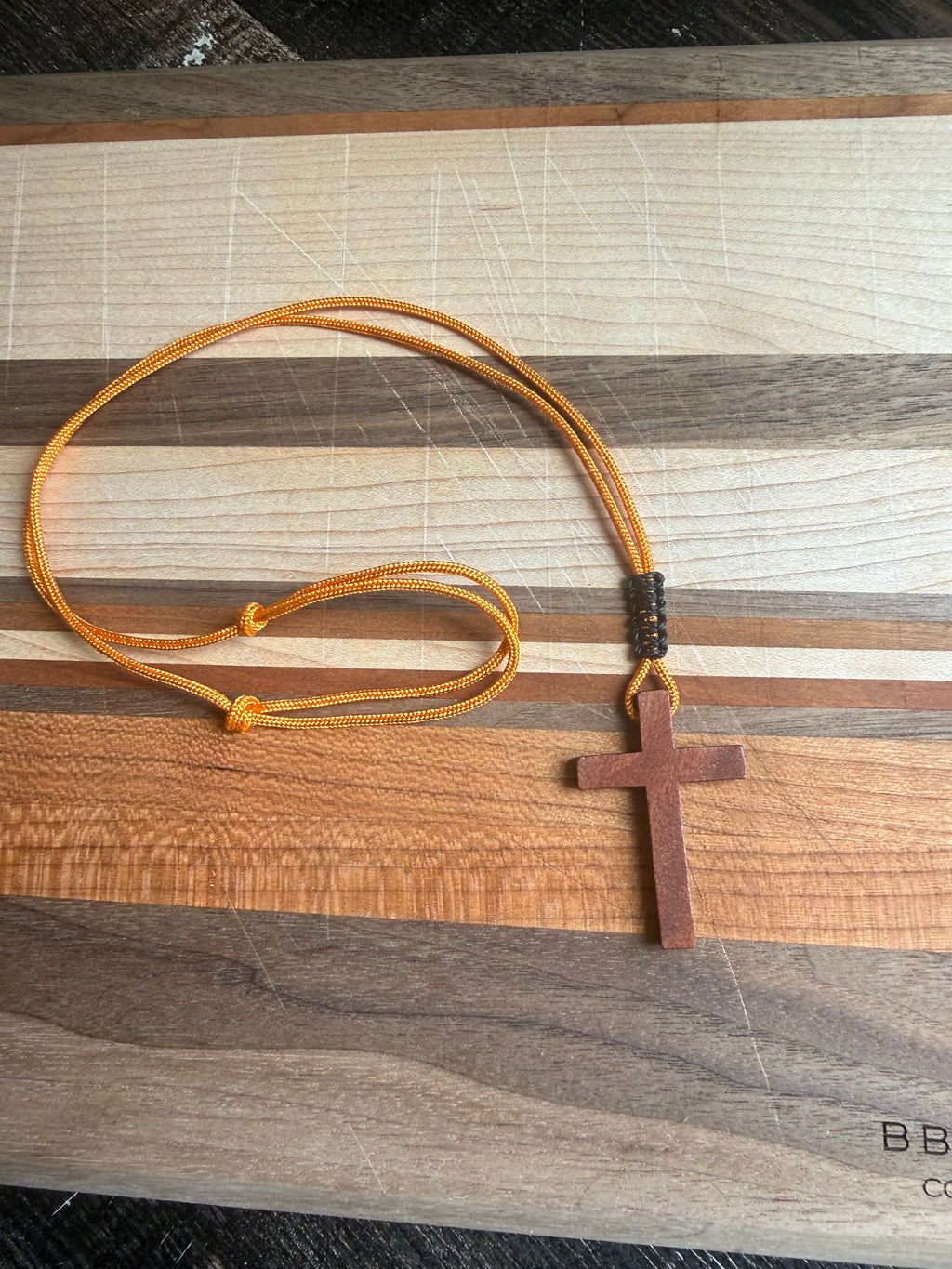 Men's Minimalist Wooden Cross Necklace | Paracord Adjustable Christian Jewelry, Lightweight and Durable Gift