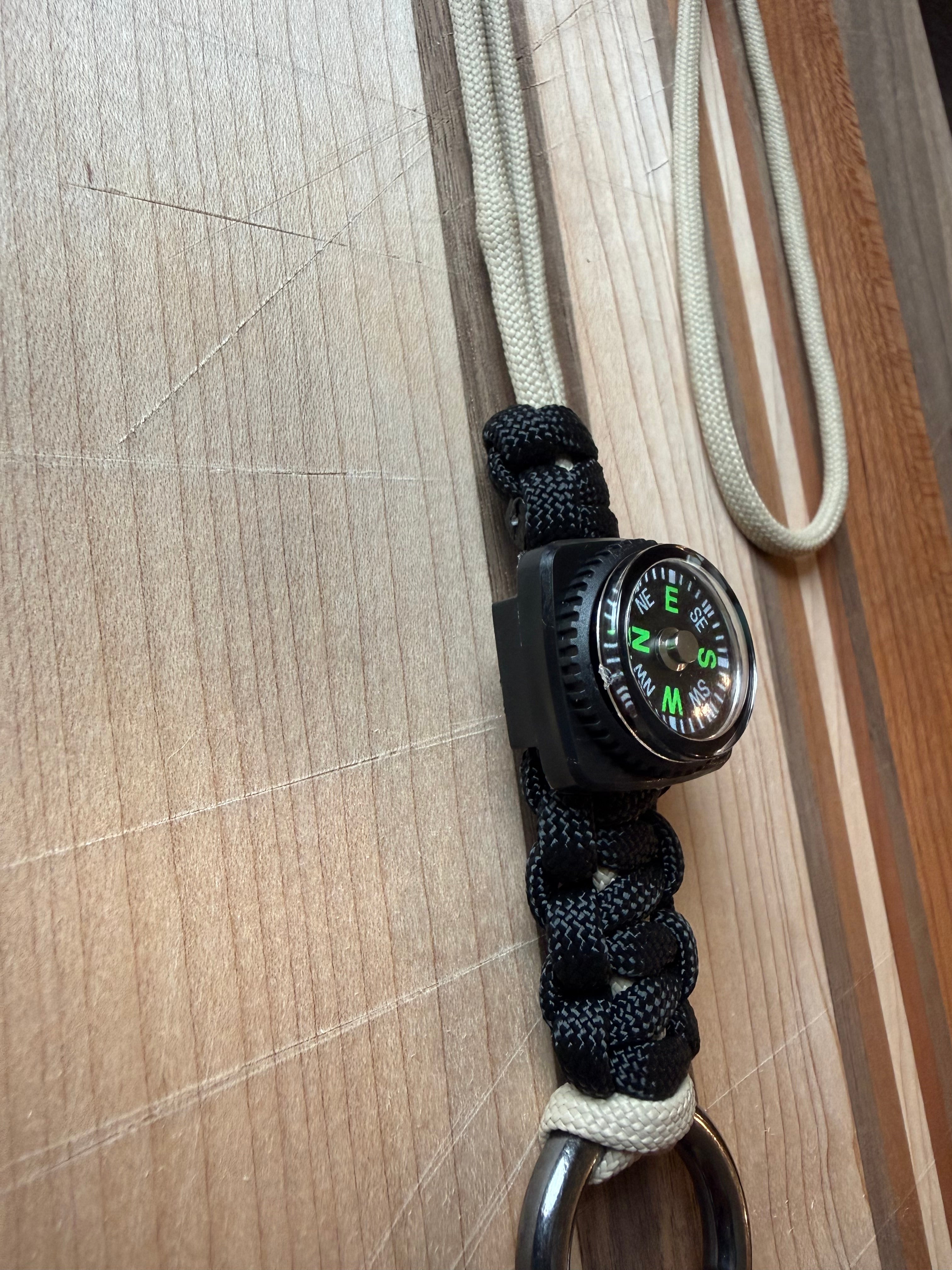 Tactical Lanyard/Necklace with Compass and Metal Alloy Carabiner|Custom Length