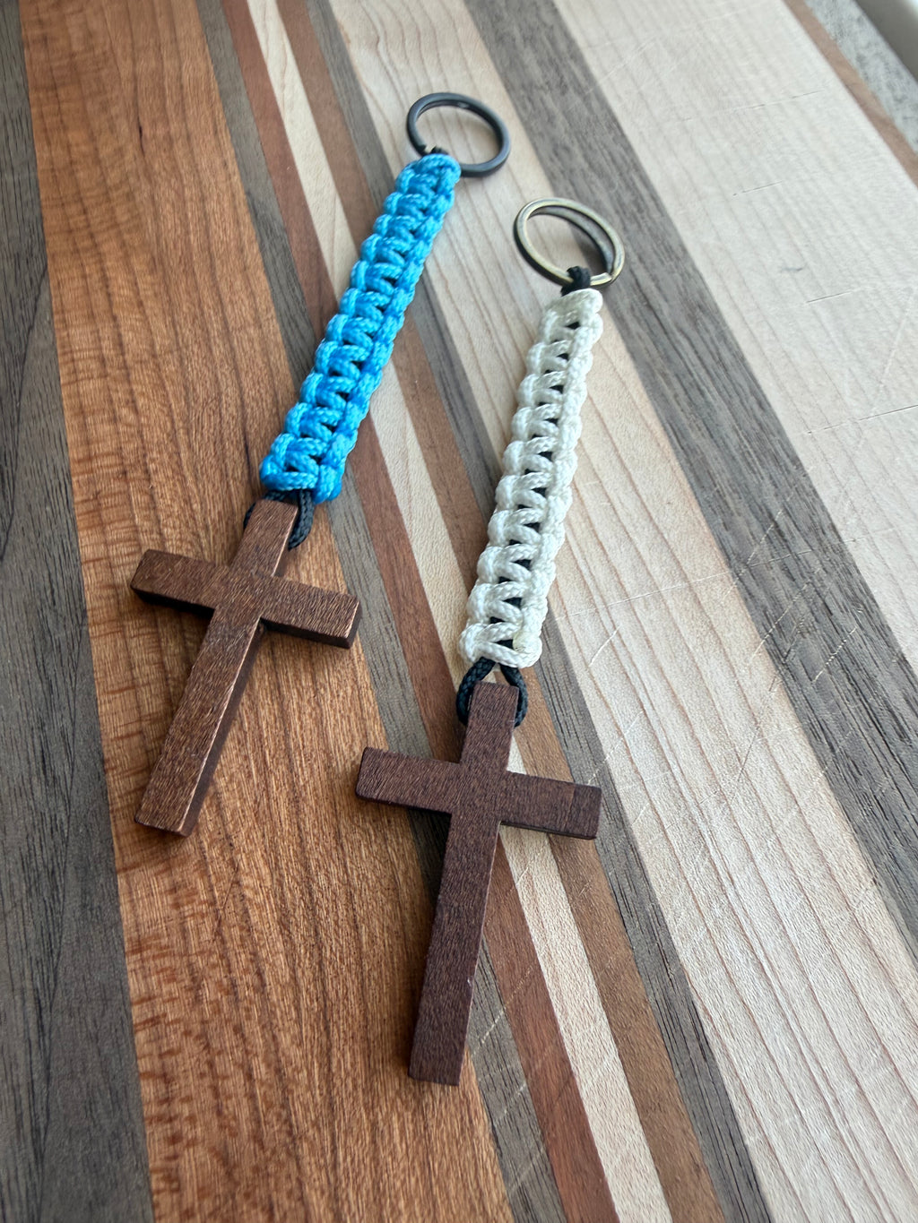 Wooden Cross Paracord Lanyard | Natural Finish| Faith, Military, Outdoors Accessories, Gift for Christian Men