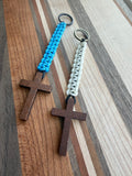 Wooden Cross Paracord Lanyard | Natural Finish| Faith, Military, Outdoors Accessories, Gift for Christian Men