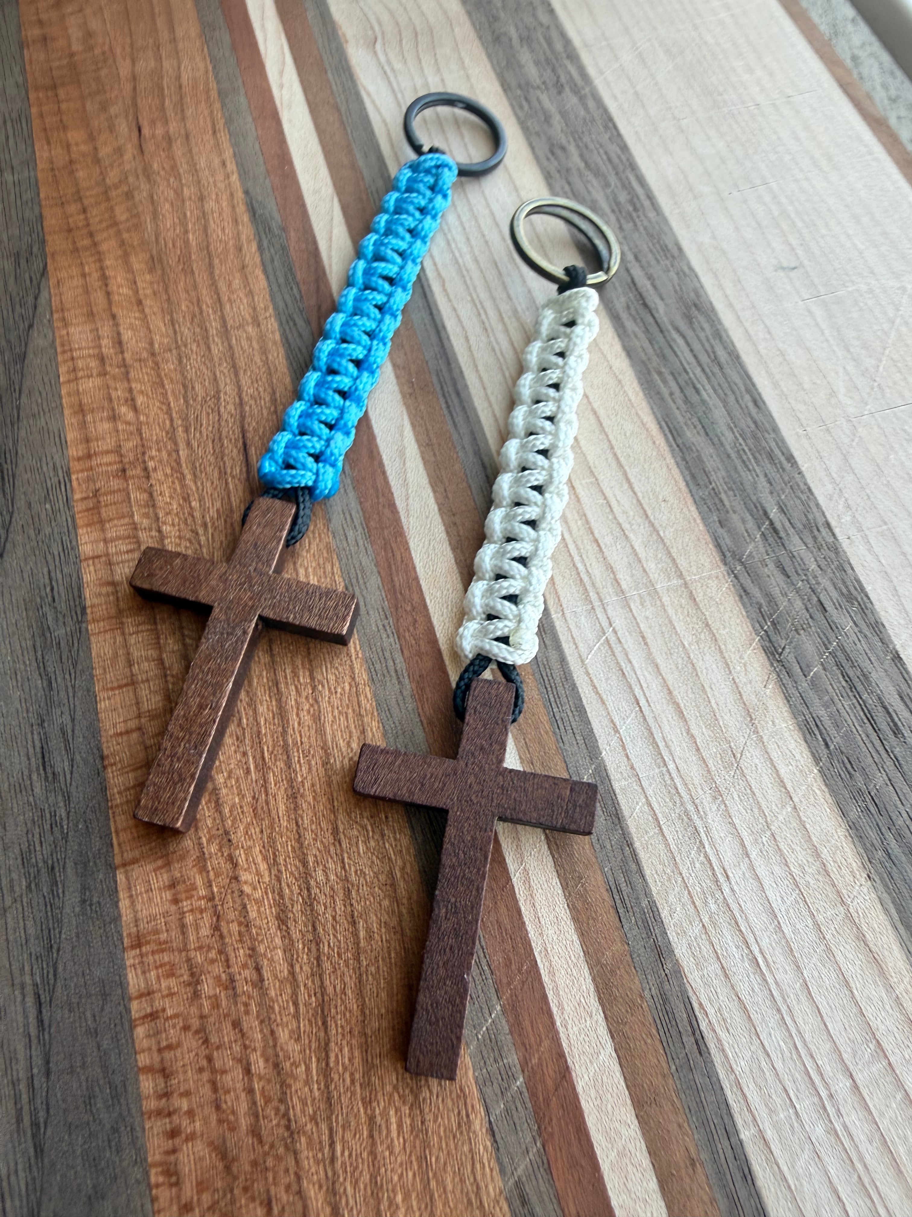 Wooden Cross Paracord Lanyard | Natural Finish| Faith, Military, Outdoors Accessories, Gift for Christian Men