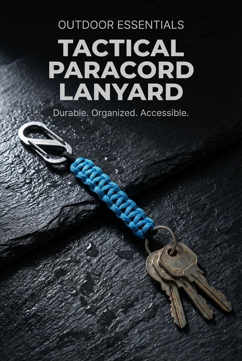 Multi Key Tactical Paracord Lanyard | with Stainless Steel Clip| Customizable Fob