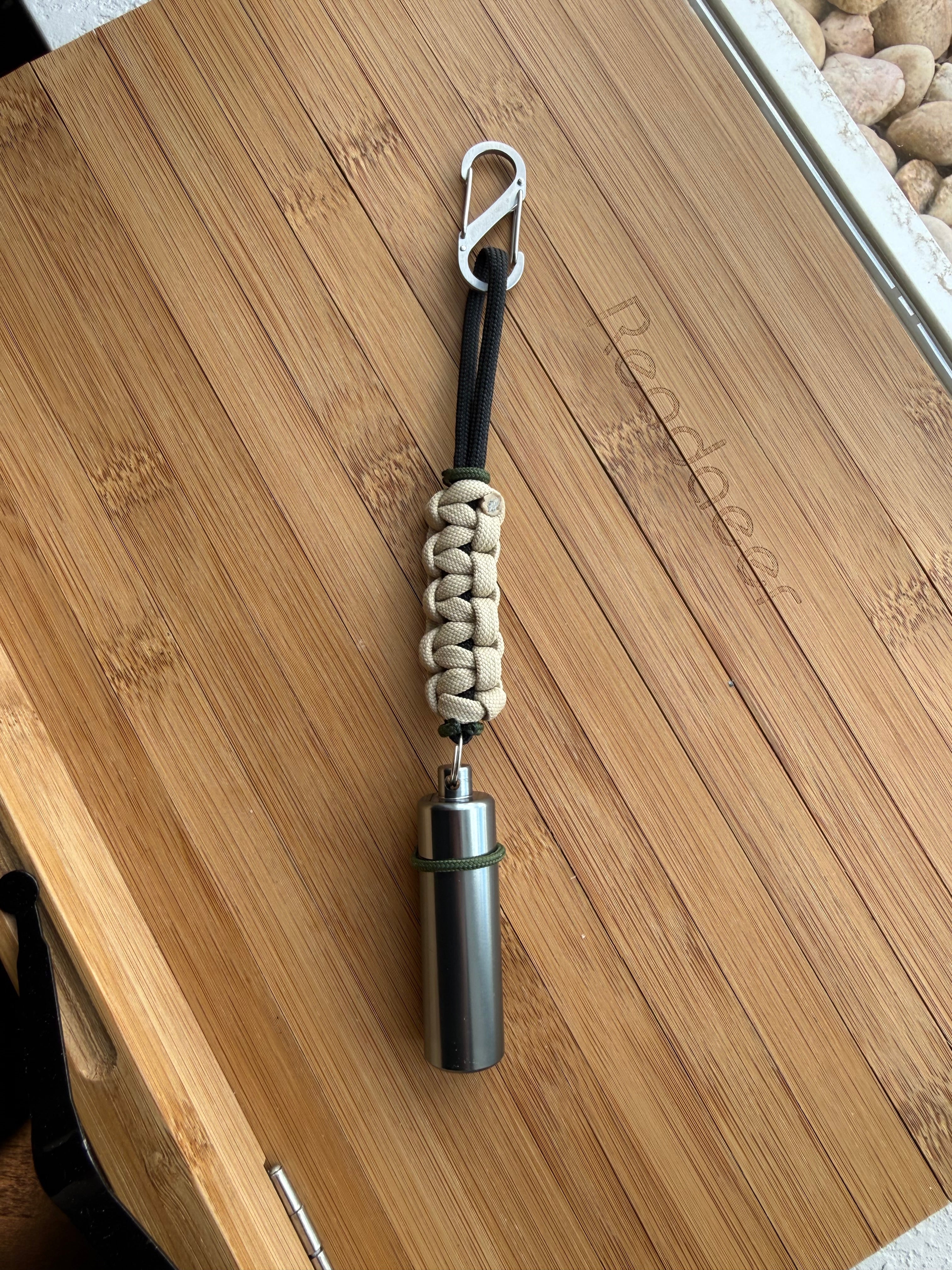 Thin Blue Line Keychain| Pill Container Lanyard| With Stainless Steel Carabiner| Thin Green Line Set of 2 Fobs