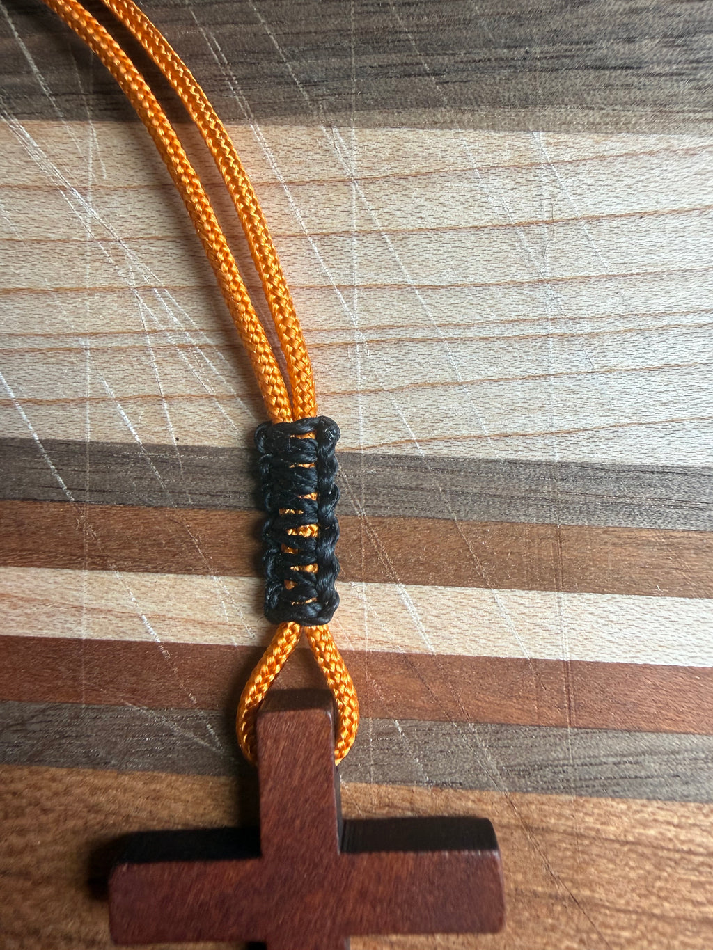 Men's Minimalist Wooden Cross Necklace | Paracord Adjustable Christian Jewelry, Lightweight and Durable Gift