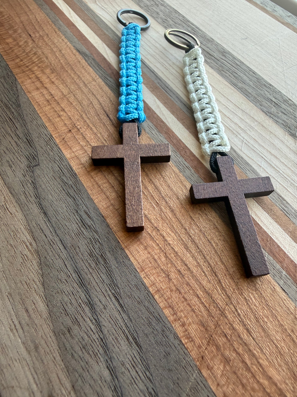 Wooden Cross Paracord Lanyard | Natural Finish| Faith, Military, Outdoors Accessories, Gift for Christian Men