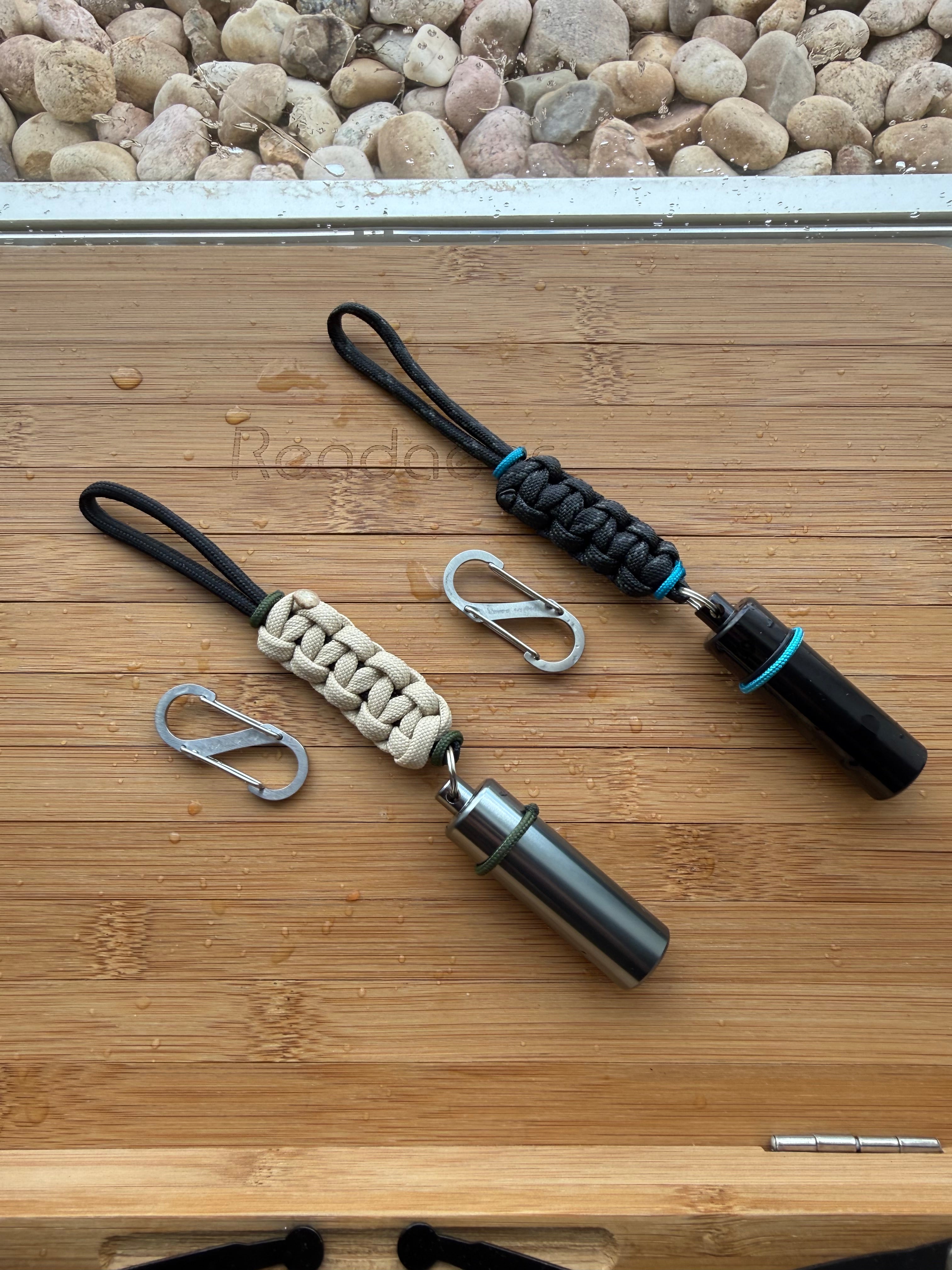 Thin Blue Line Keychain| Pill Container Lanyard| With Stainless Steel Carabiner| Thin Green Line Set of 2 Fobs