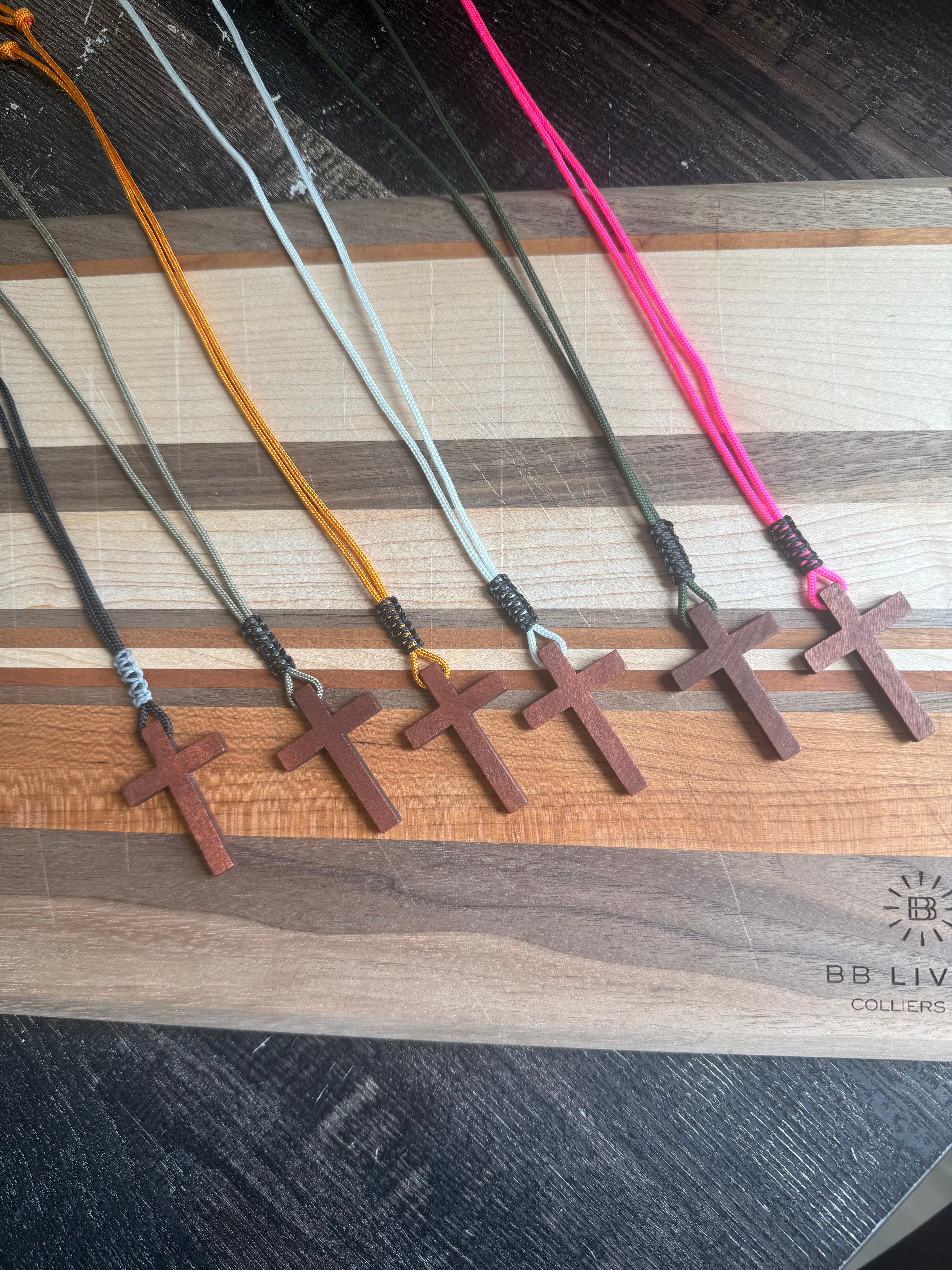 Men's Minimalist Wooden Cross Necklace | Paracord Adjustable Christian Jewelry, Lightweight and Durable Gift
