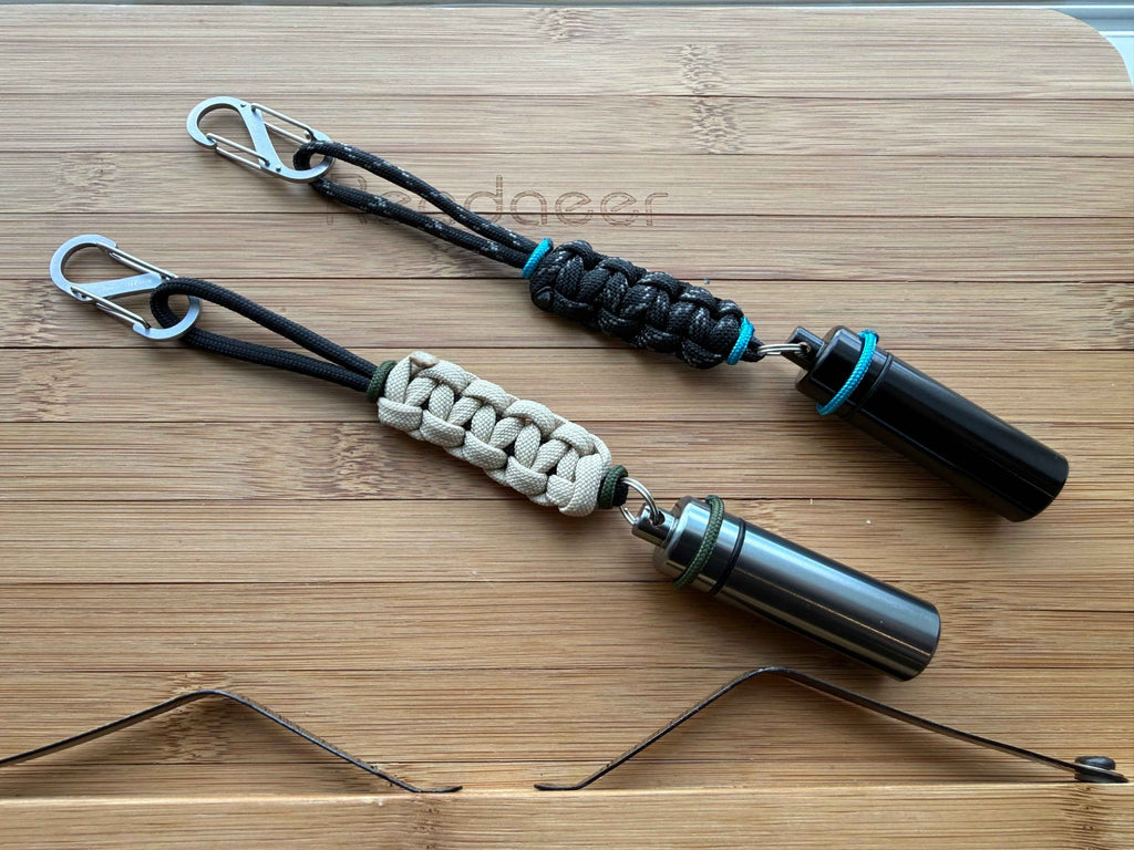 Thin Blue Line Keychain| Pill Container Lanyard| With Stainless Steel Carabiner| Thin Green Line Set of 2 Fobs