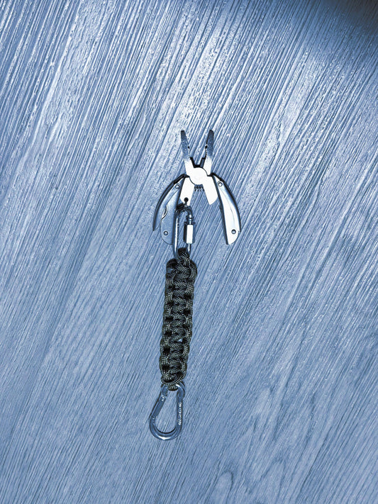 Heavy Duty Paracord Keychain| | Tactical Durable Functional EDC Fob with Optional Multi-Tool| Green or Black| Militar| Fishing| Camping