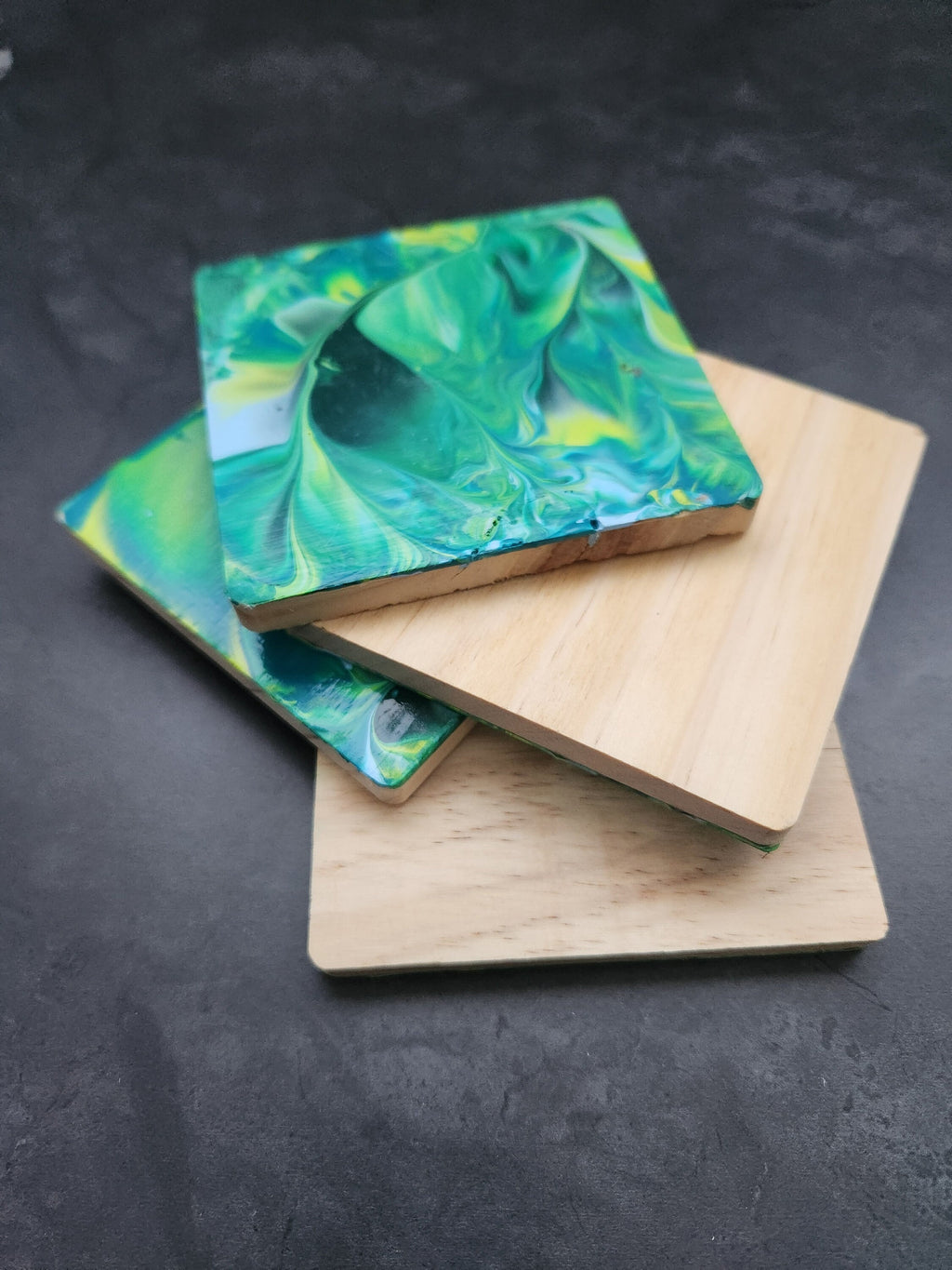 Wooden Coaster Set of 4 | Modern Rustic Table Decor | Colorful Boho| Hand Painted