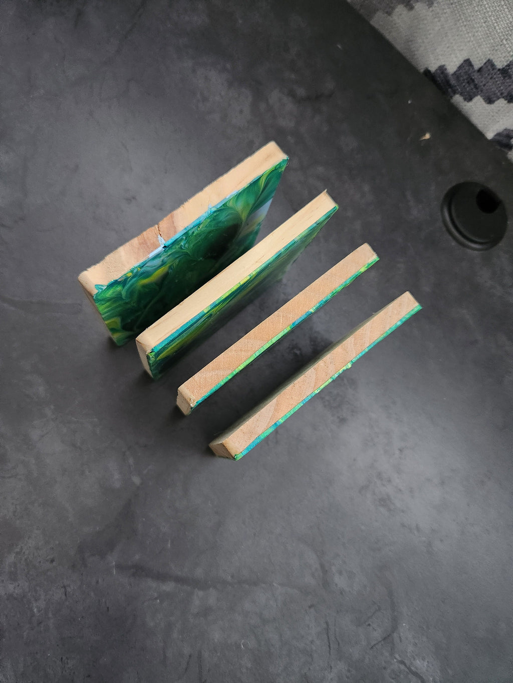 Wooden Coaster Set of 4 | Modern Rustic Table Decor | Colorful Boho| Hand Painted