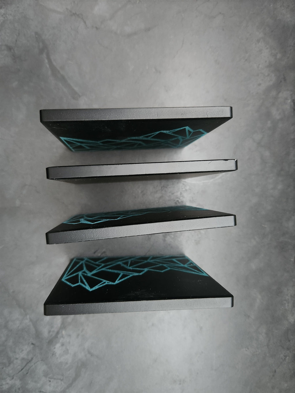 Geometric Coasters Set of 4 | Icy Mountain Range Ceramic Drink Protectors | Modern Table Decor
