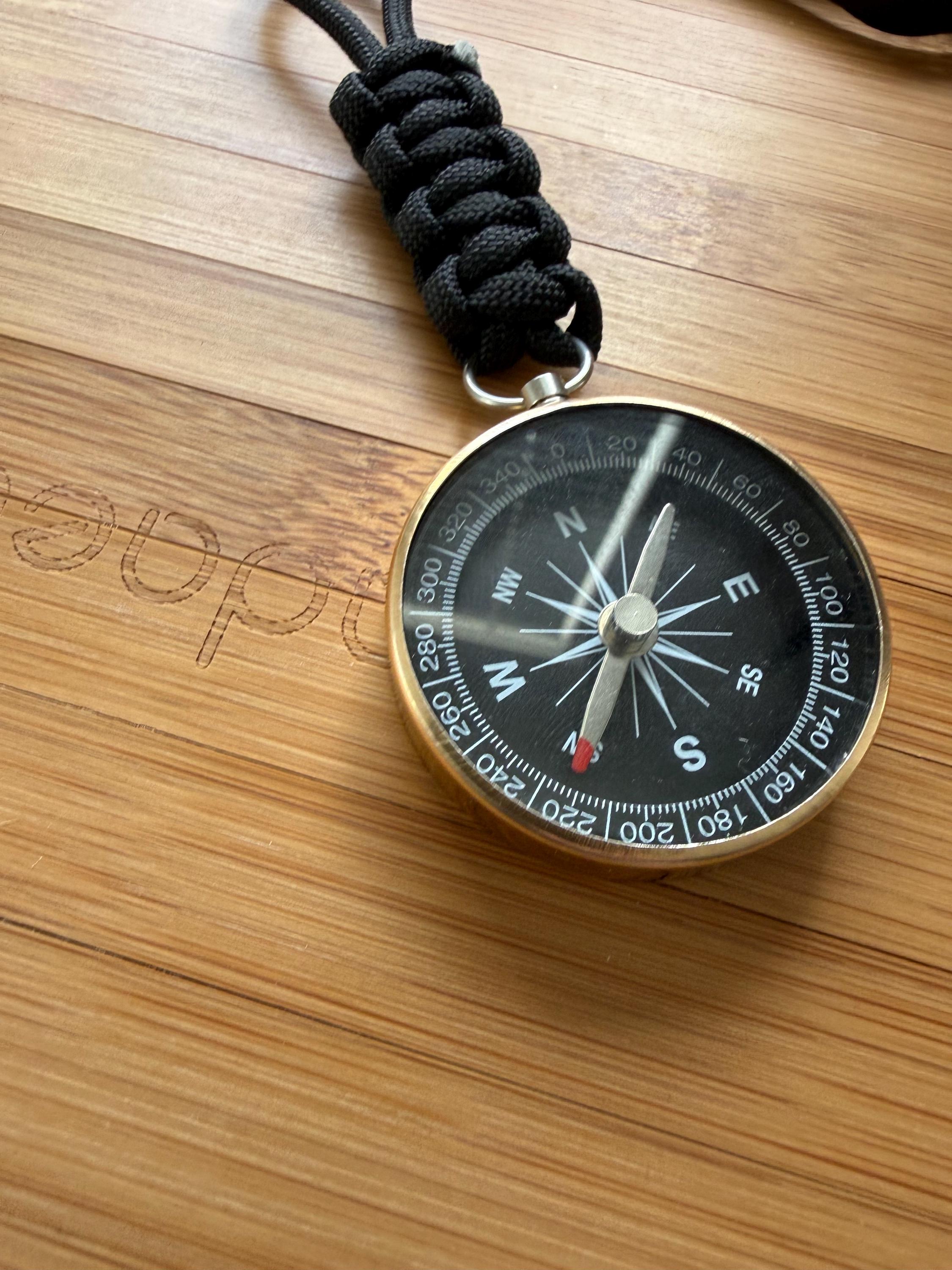 Compass Keychain and Bamboo Pen Gift Set | Travel Accessory for Explorers