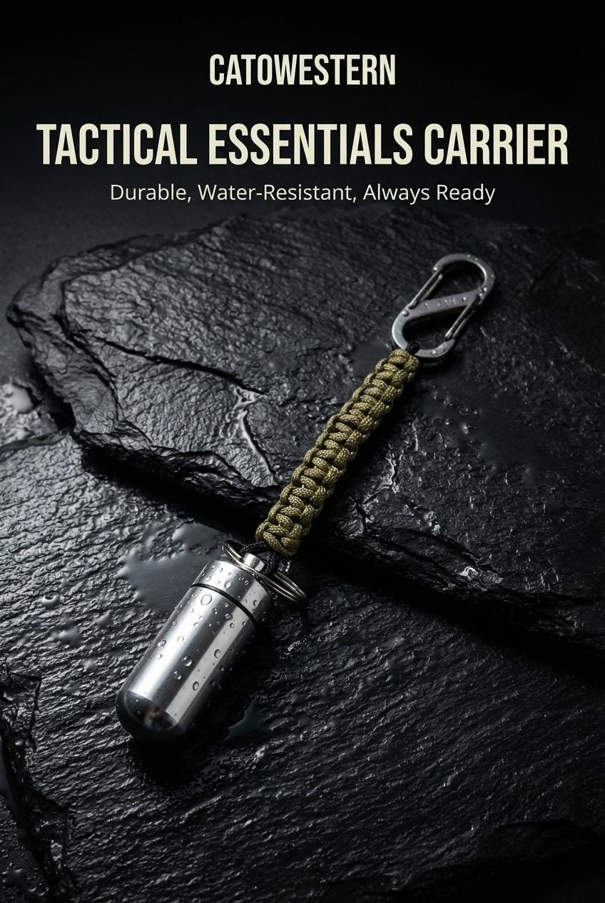 Tactical Paracord Keychain with Mini Pill Holder and Carabiner for Outdoorsmen