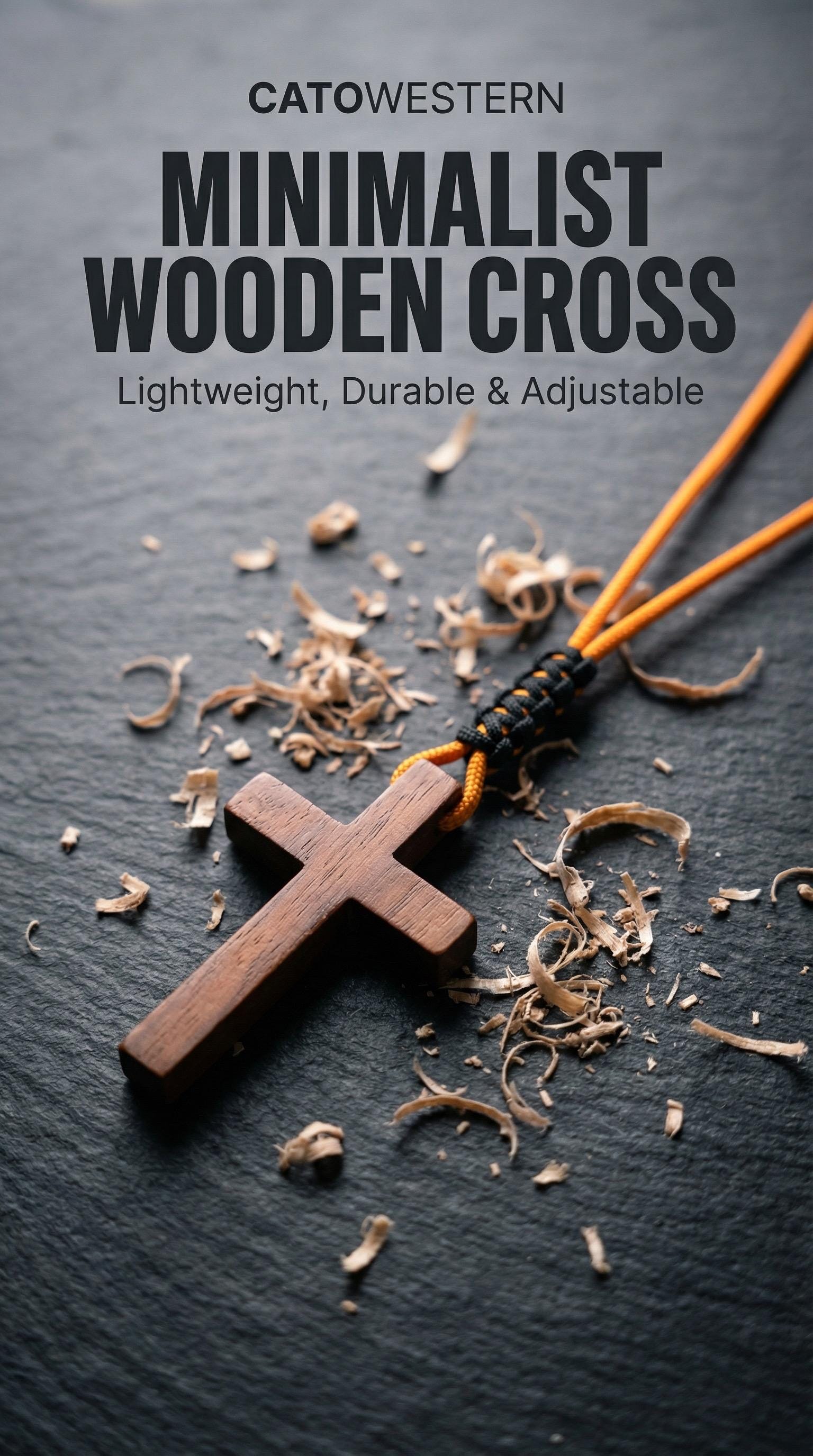 Men's Wooden Cross Necklace| Custom Colors| Adjustable + Lightweight