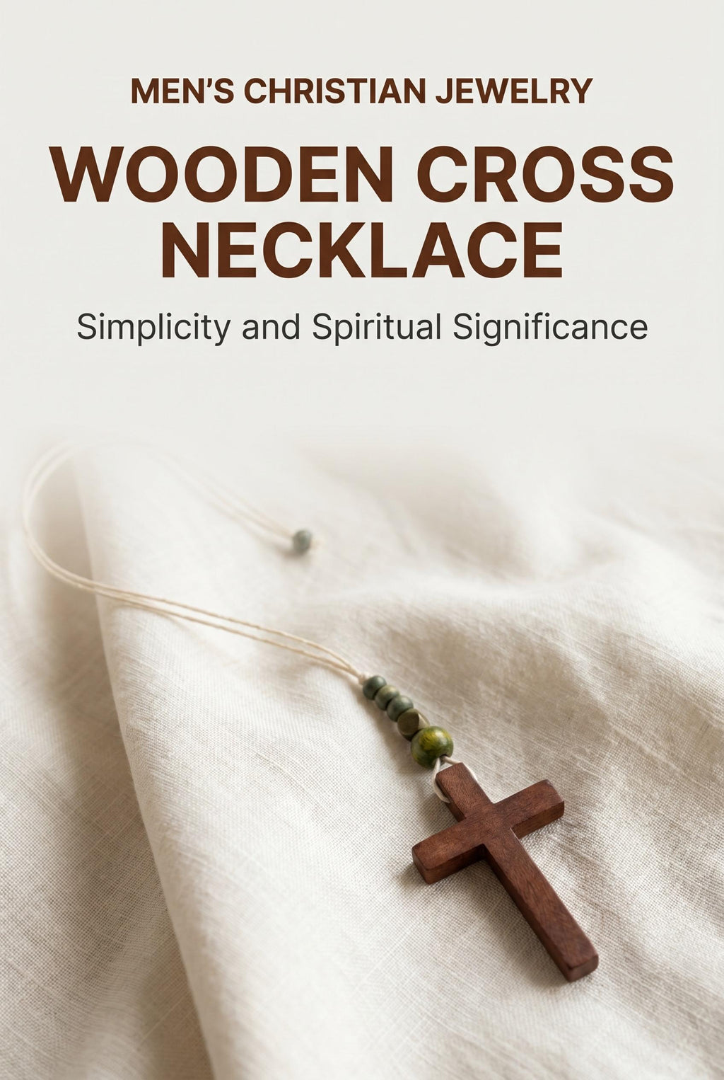 Wooden Cross Necklace, Custom Sizes, Thin Waxed Cotton Cord, Men's Christian Jewelry