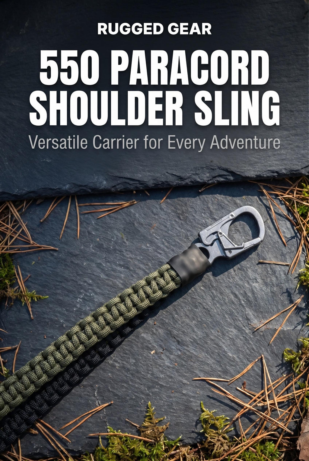 Paracord Shoulder Sling | 550 Weave | Multifunctional Green Black Outdoor Gear| Forest Camo