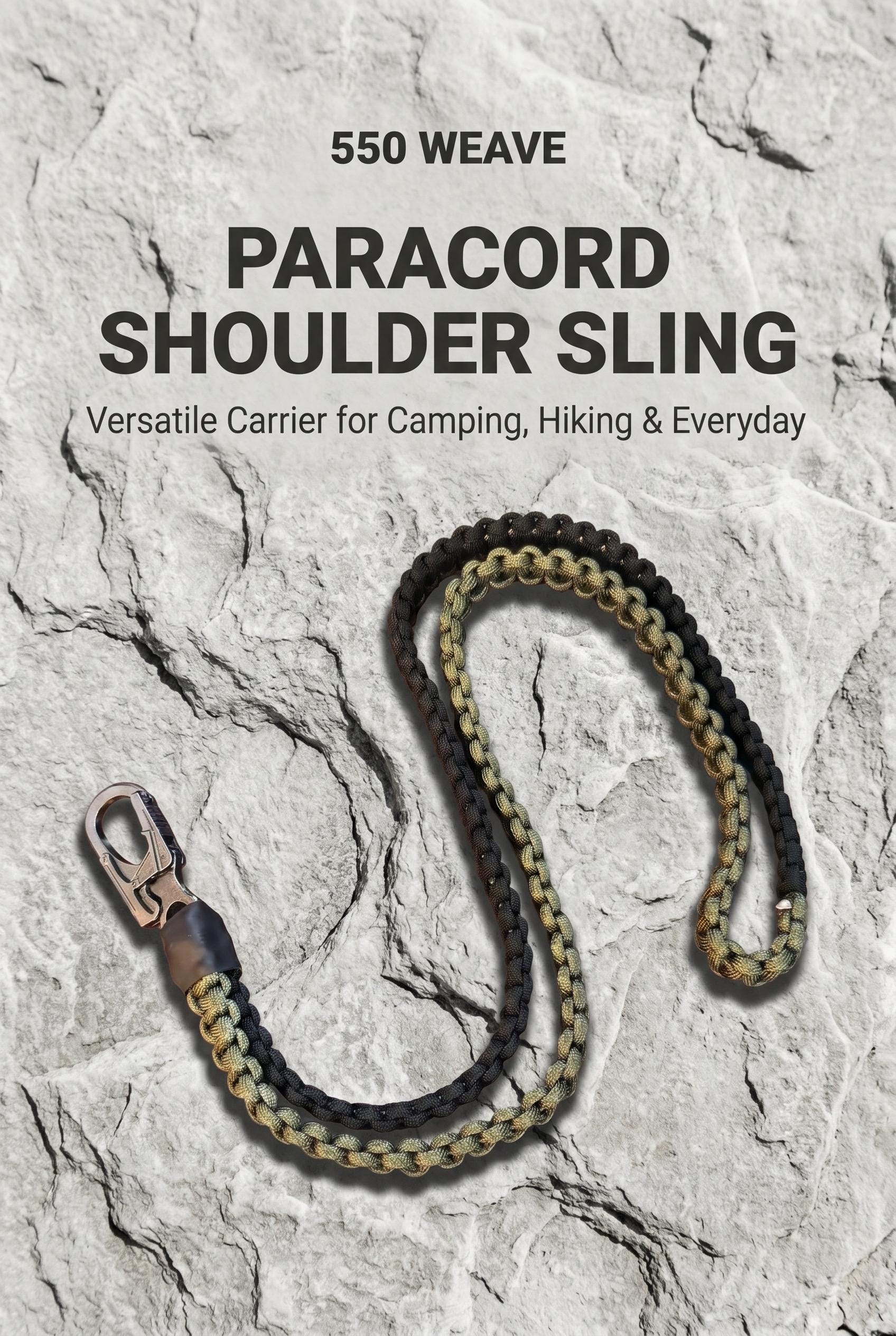 Paracord Shoulder Sling | 550 Weave | Multifunctional Green Black Outdoor Gear| Forest Camo