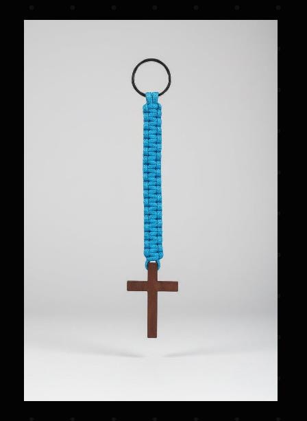 Wooden Cross Lanyard| Micro Paracord| Long Keychain