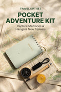 Pocket Field Notes Kit with Journal, Pen, Compass, Pouch for Travelers and Explorers