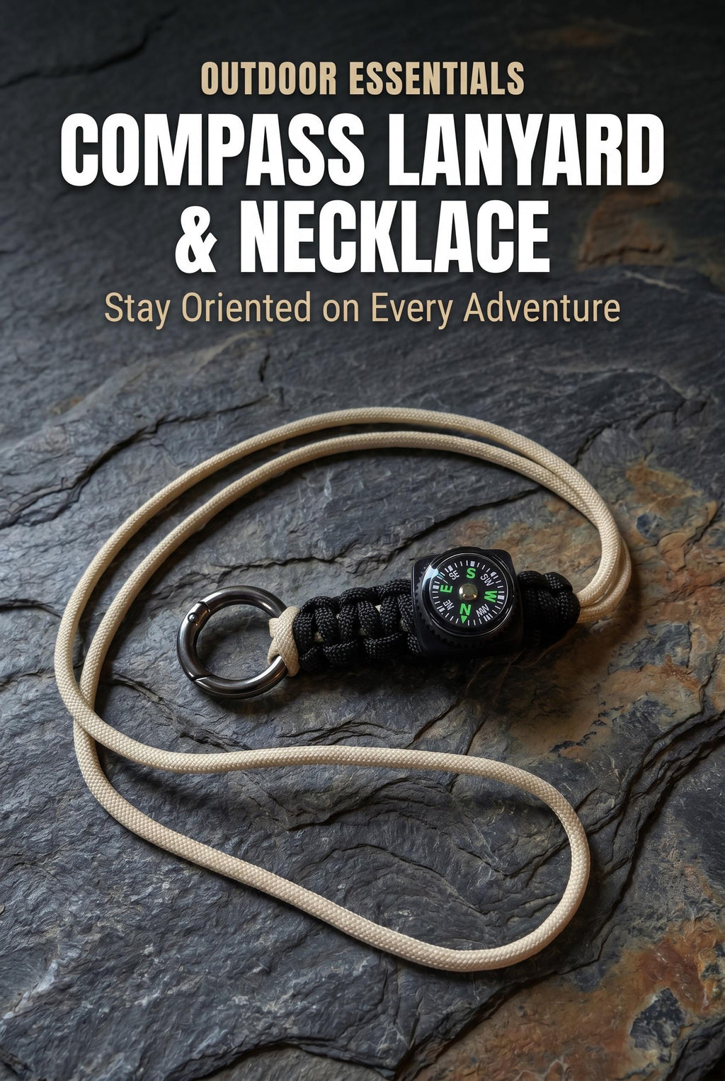 Compass Lanyard &  Necklace with Metal Alloy Carabiner