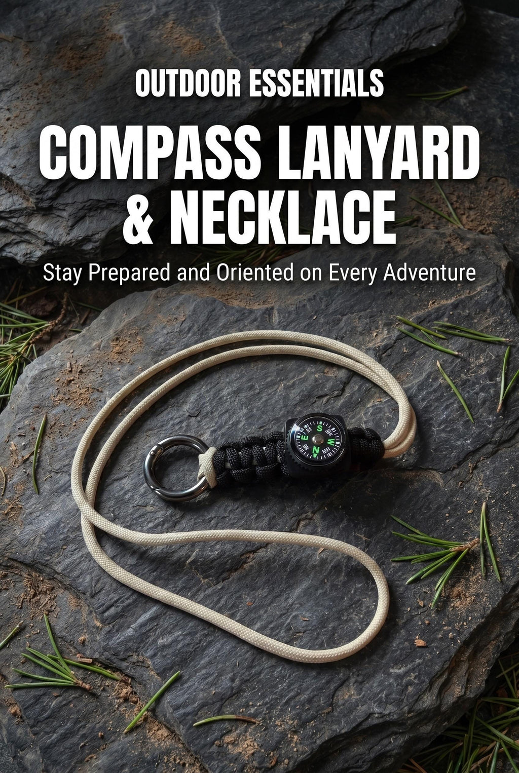 Compass Lanyard &  Necklace with Metal Alloy Carabiner