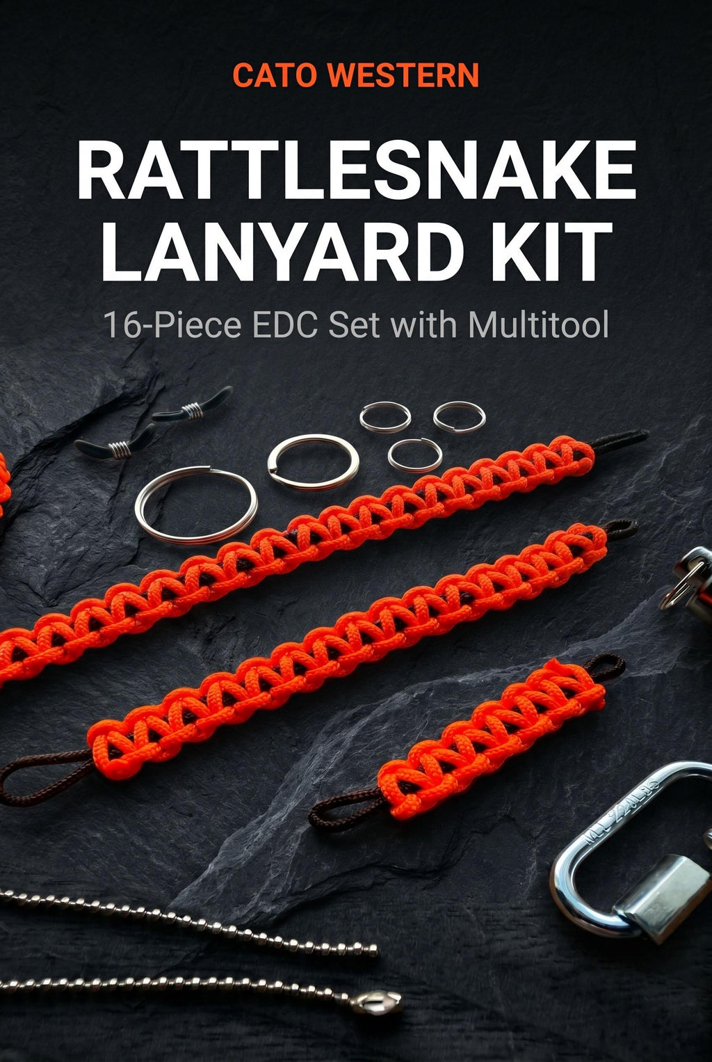 Cato Western Lanyard| Mens Gift Set| Customizable Outdoor Gear Kit for EDC, Chain, Accessories