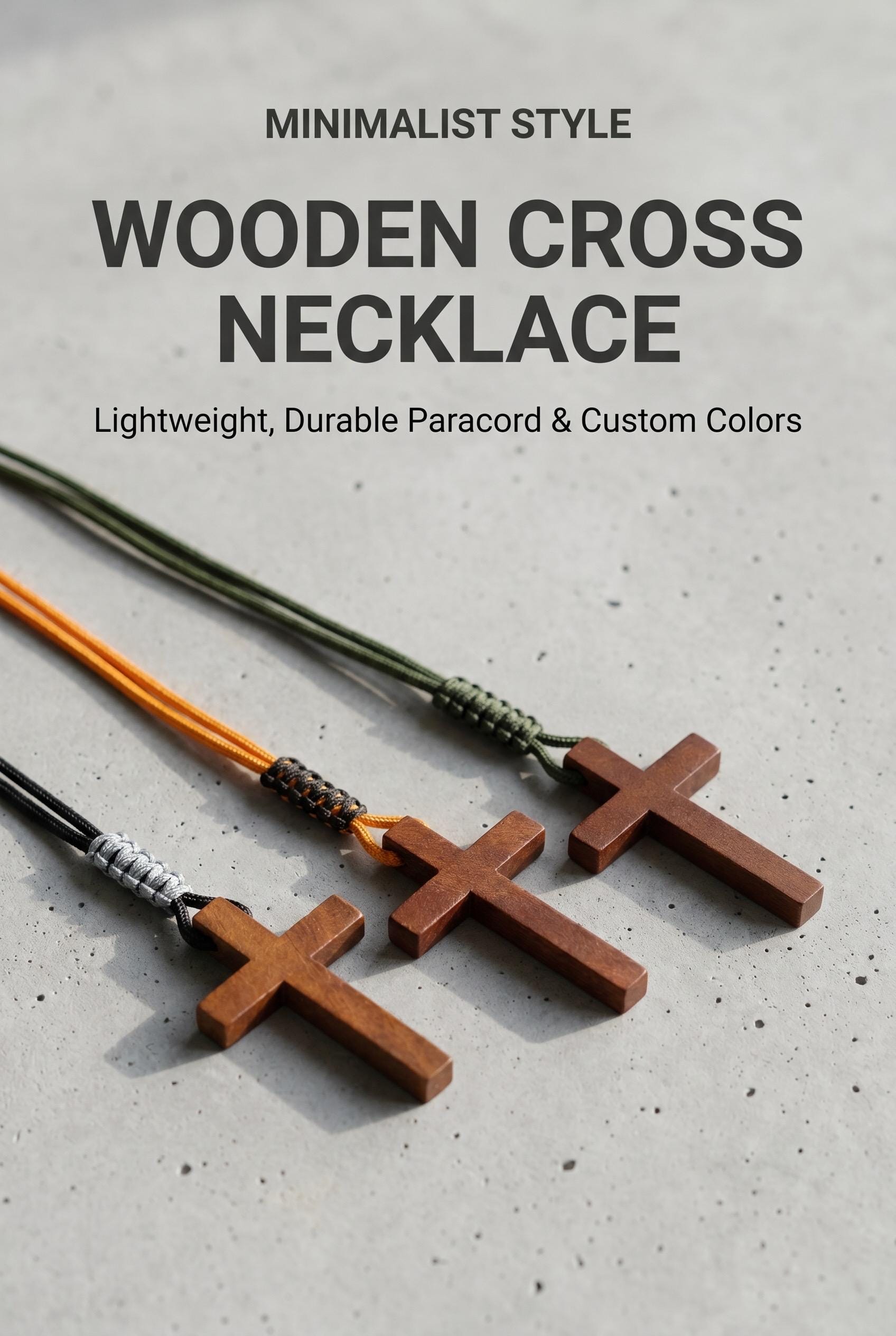 Men's Wooden Cross Necklace| Custom Colors| Adjustable + Lightweight