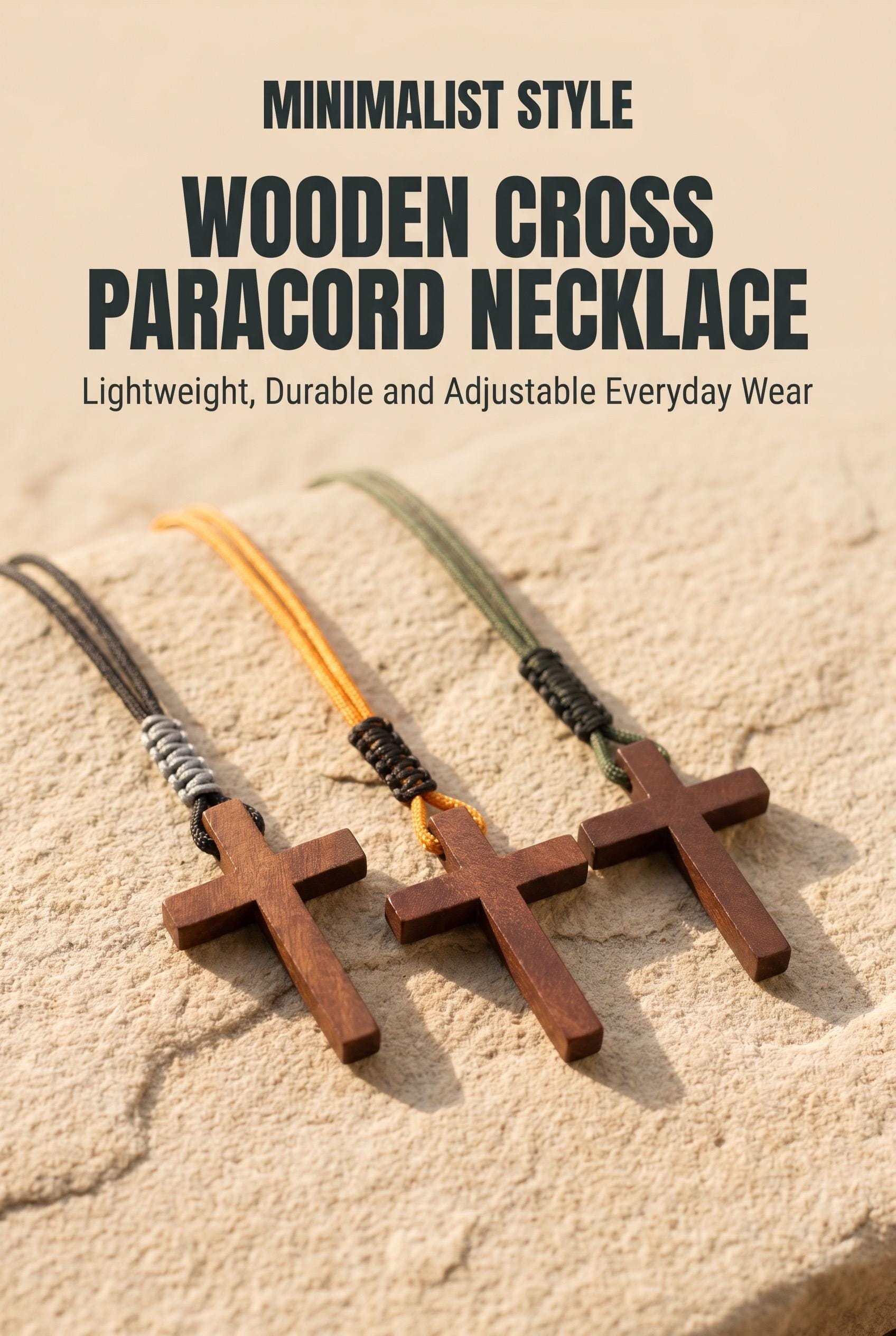 Men's Wooden Cross Necklace| Custom Colors| Adjustable + Lightweight