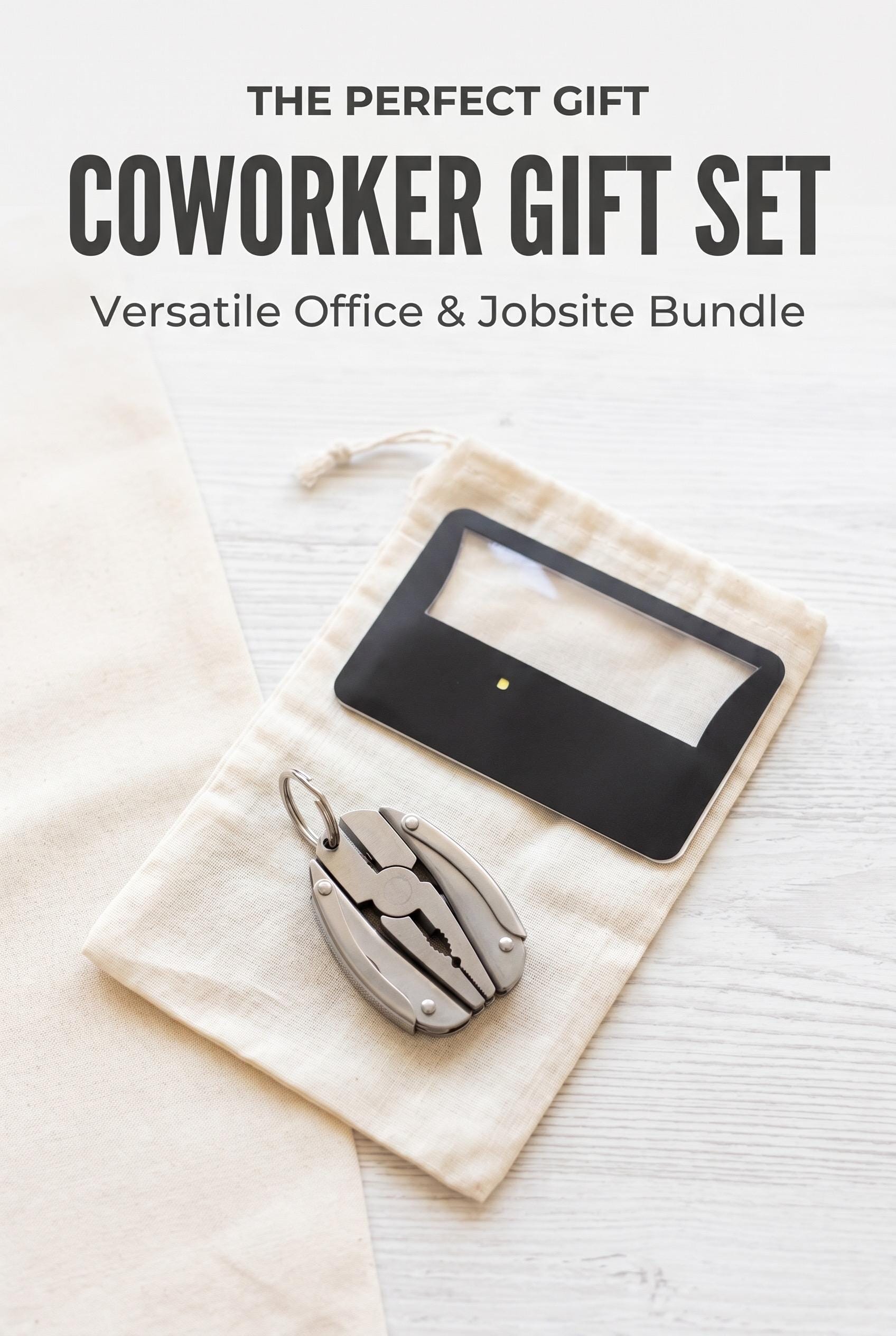 Coworker Gift Set | Office and Jobsite Bundle with Bamboo Pen, Multitool, Notes, LED Card