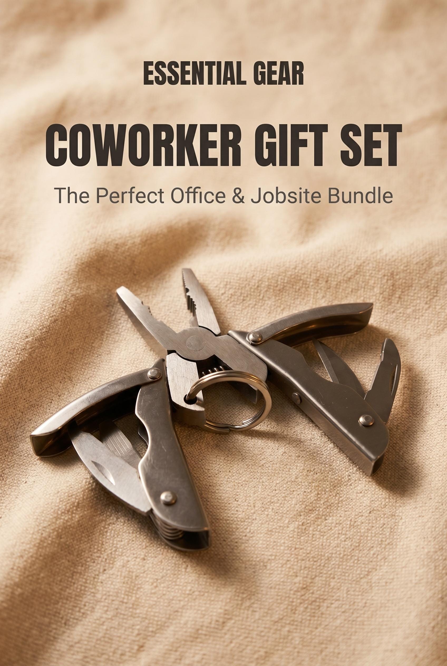 Coworker Gift Set | Office and Jobsite Bundle with Bamboo Pen, Multitool, Notes, LED Card