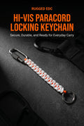 Keychain with Locking Link | Hi-Vis Style White Orange | Construction, Military, and Everyday Carry