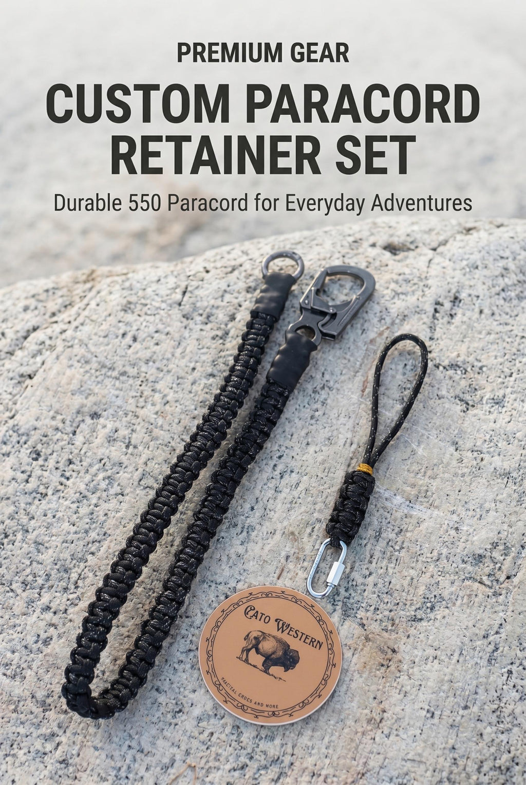 Custom Paracord Retainer and Keychain Set | Cobra Weave, Metal Carabiner, Survival Gear, Tactical Accessory