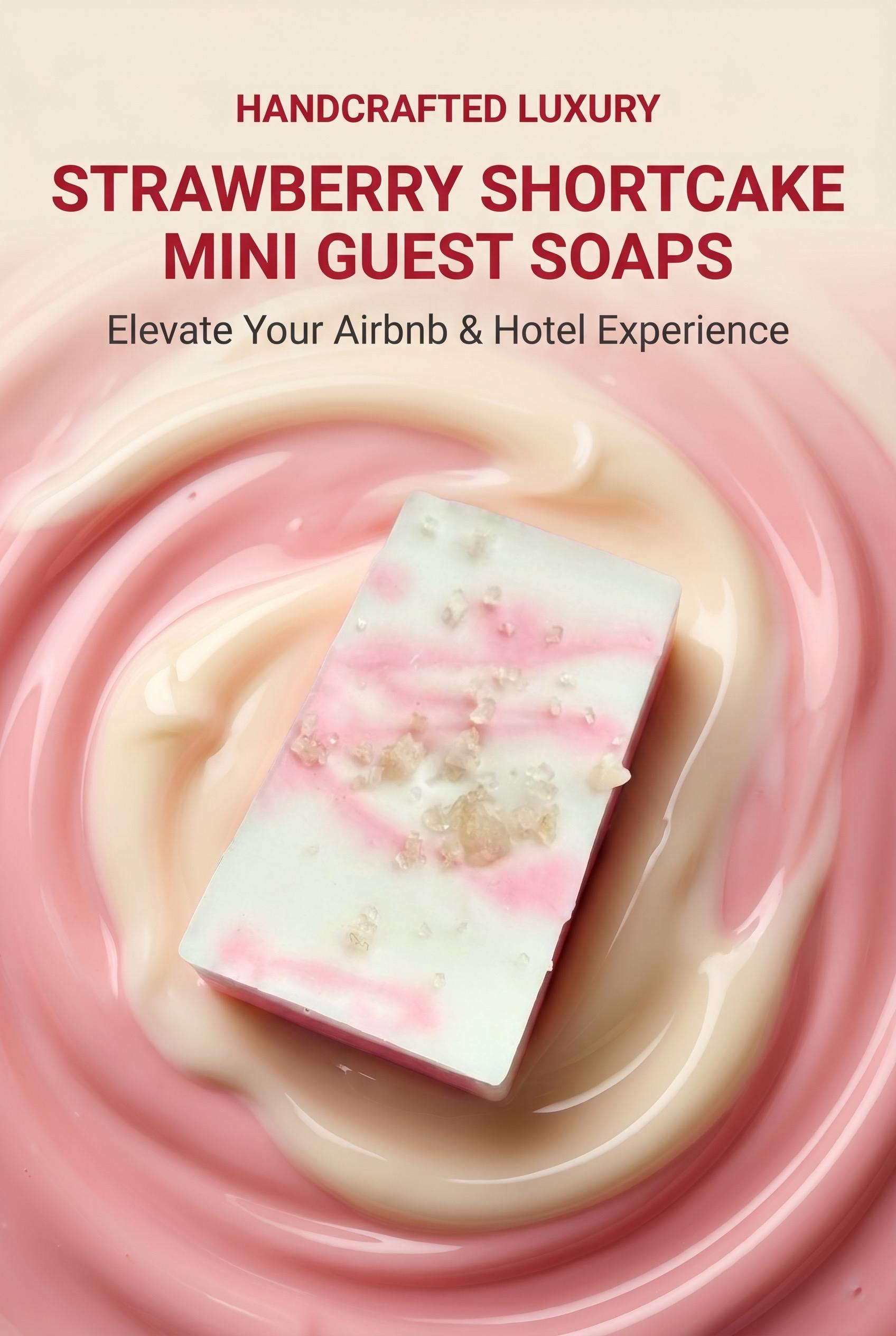 Mini Hand Soaps Strawberry Shortcake with Sea Salt | Travel Guest Bars for Airbnb, Hotels