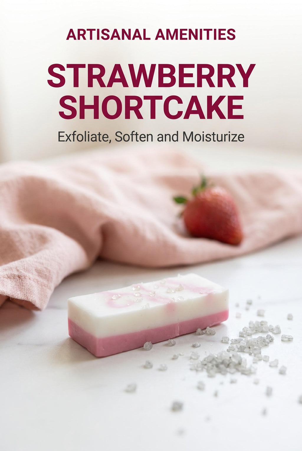 Mini Hand Soaps Strawberry Shortcake with Sea Salt | Travel Guest Bars for Airbnb, Hotels